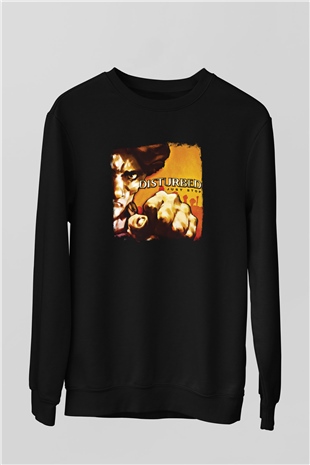 Disturbed Baskılı Unisex Siyah Sweatshirt
