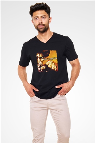 Disturbed Baskılı Unisex Siyah V Yaka Tişört
