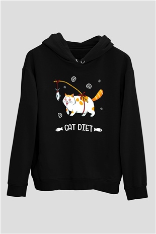 Diyet Yapan KediSiyah  Unisex Hoodie