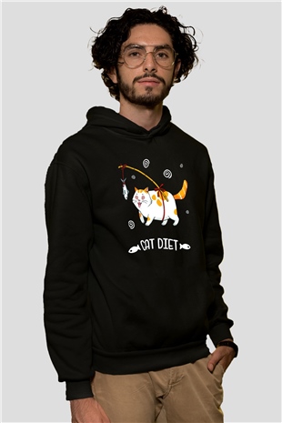 Diyet Yapan KediSiyah  Unisex Hoodie