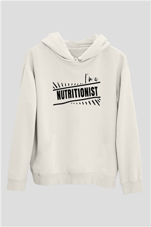 Diyetisyen Beyaz Unisex Kapüşonlu Sweatshirt