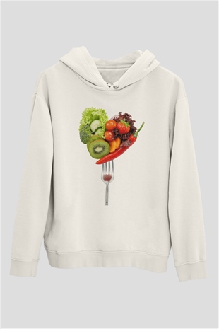 Diyetisyen Beyaz Unisex Kapüşonlu Sweatshirt
