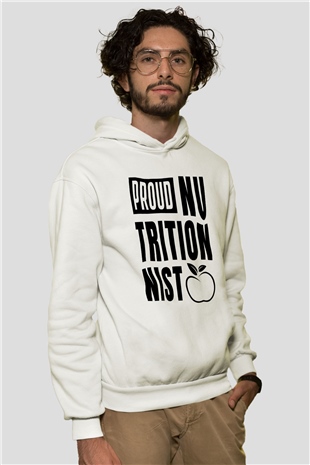 Diyetisyen Beyaz Unisex Kapüşonlu Sweatshirt