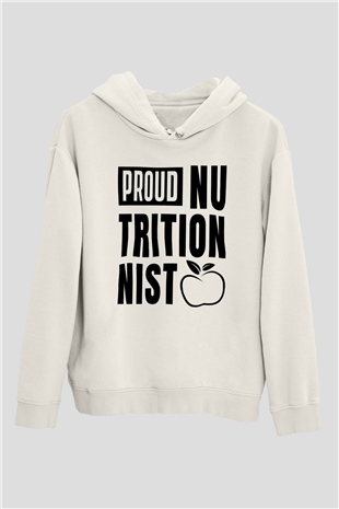 Diyetisyen Beyaz Unisex Kapüşonlu Sweatshirt