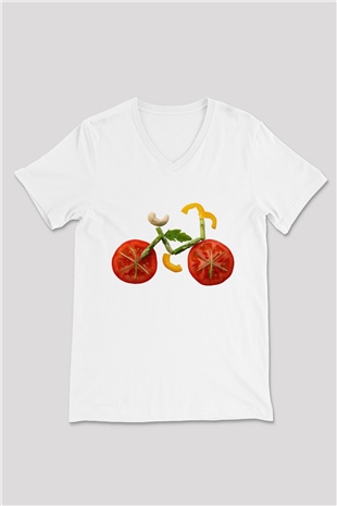 Diyetisyen Beyaz Unisex V Yaka Tişört T-Shirt