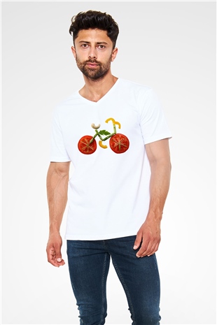 Diyetisyen Beyaz Unisex V Yaka Tişört T-Shirt