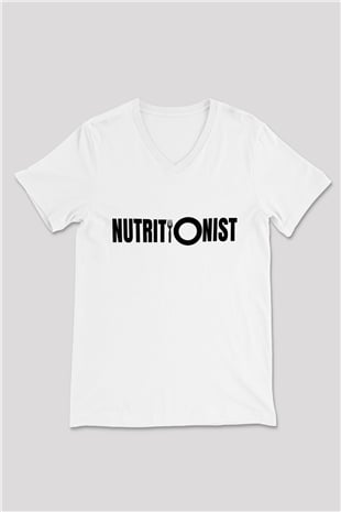 Diyetisyen Beyaz Unisex V Yaka Tişört