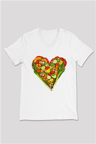 Diyetisyen Beyaz Unisex V Yaka Tişört T-Shirt