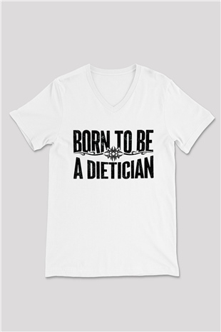 Diyetisyen Beyaz Unisex V Yaka Tişört