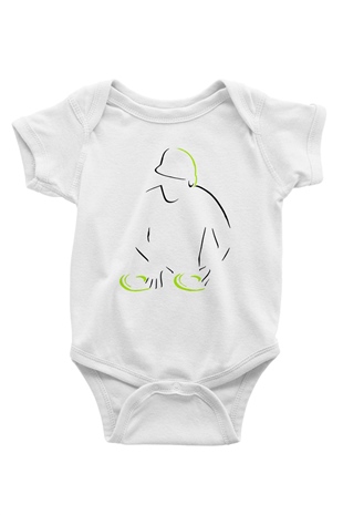 DJ Baskılı Beyaz Unisex Bebek Body - Zıbın