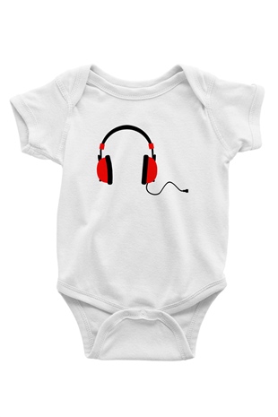 DJ Baskılı Beyaz Unisex Bebek Body - Zıbın