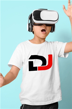 DJ Baskılı Beyaz Unisex Çocuk Tişört