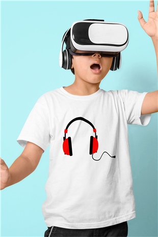 DJ Baskılı Beyaz Unisex Çocuk Tişört