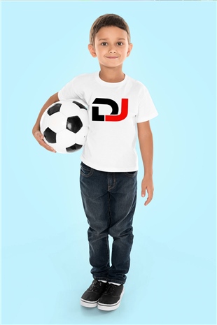 DJ Baskılı Beyaz Unisex Çocuk Tişört