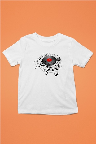 DJ Baskılı Beyaz Unisex Çocuk Tişört