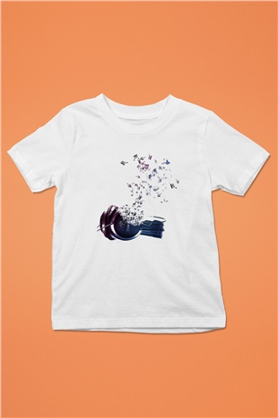 DJ Baskılı Beyaz Unisex Çocuk Tişört