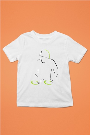 DJ Baskılı Beyaz Unisex Çocuk Tişört
