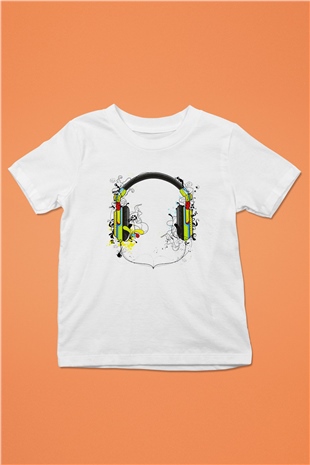 DJ Baskılı Beyaz Unisex Çocuk Tişört