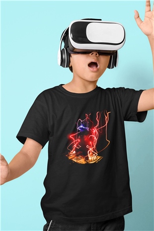 DJ Baskılı Siyah Unisex Çocuk Tişört