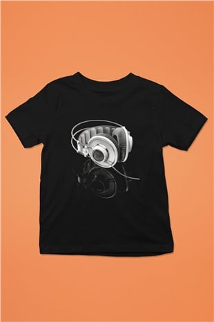 DJ Baskılı Siyah Unisex Çocuk Tişört