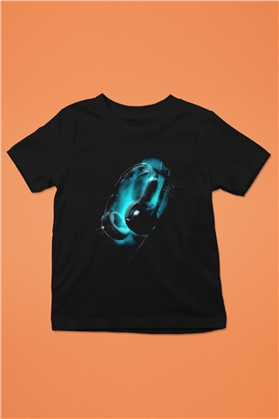 DJ Baskılı Siyah Unisex Çocuk Tişört