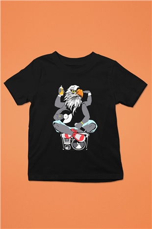 DJ Baskılı Siyah Unisex Çocuk Tişört