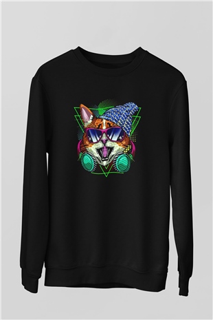 DJ Baskılı Unisex Siyah  Sweatshirt