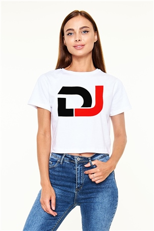 DJ Beyaz Croptop Tişört