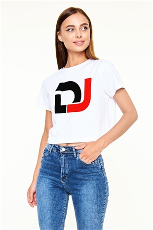 DJ Beyaz Croptop Tişört