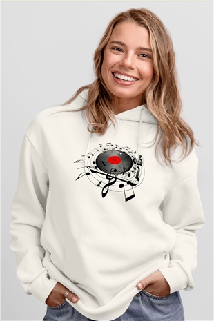DJ Beyaz Unisex Kapşonlu Sweatshirt