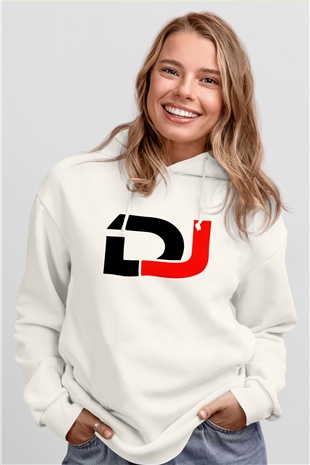 DJ Beyaz Unisex Kapşonlu Sweatshirt