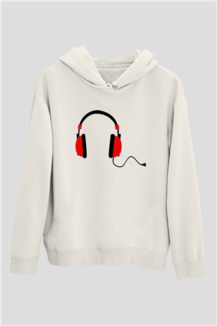 DJ Beyaz Unisex Kapşonlu Sweatshirt
