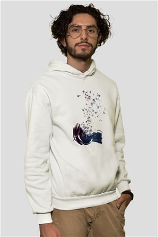 DJ Beyaz Unisex Kapşonlu Sweatshirt