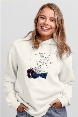 DJ Beyaz Unisex Kapşonlu Sweatshirt