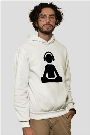 DJ Beyaz Unisex Kapşonlu Sweatshirt