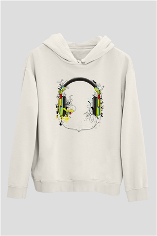 DJ Beyaz Unisex Kapşonlu Sweatshirt