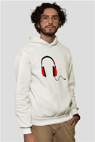 DJ Beyaz Unisex Kapşonlu Sweatshirt
