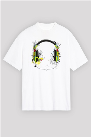 DJ Beyaz Unisex Oversize Tişört T-Shirt