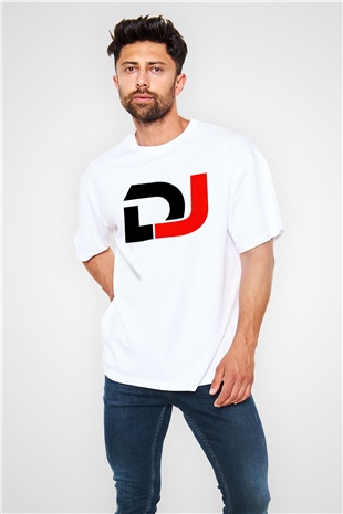 DJ Beyaz Unisex Oversize Tişört T-Shirt