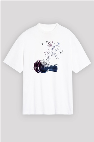 DJ Beyaz Unisex Oversize Tişört T-Shirt