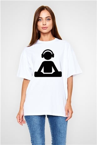 DJ Beyaz Unisex Oversize Tişört T-Shirt