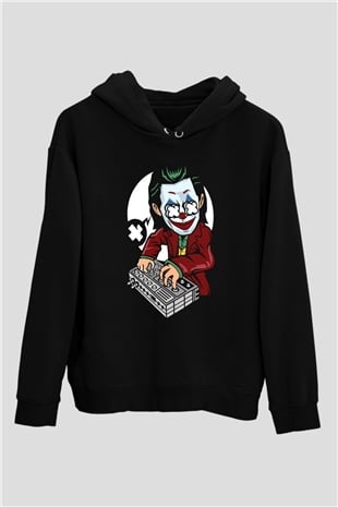 Dj Joker Baskılı Unisex Siyah Hoodie