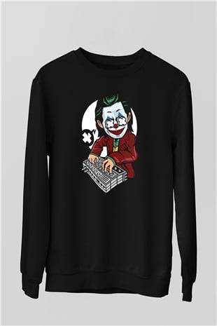 Dj Joker Baskılı Unisex Siyah Sweatshirt