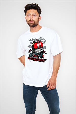 DJ Kamen Baskılı Unisex Beyaz Oversize Tişört
