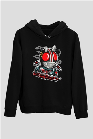 DJ Kamen Baskılı Unisex Siyah Hoodie