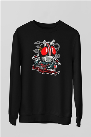 DJ Kamen Baskılı Unisex Siyah Sweatshirt