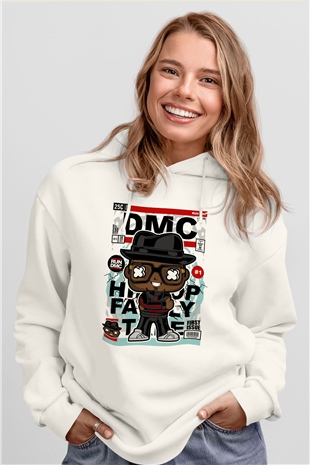 Dj Run - DMC - Baskılı Unisex Beyaz Hoodie