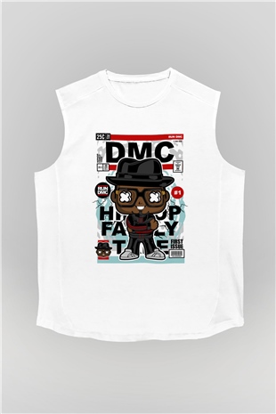 Dj Run - DMC - Baskılı Unisex Beyaz Kolsuz Tişört