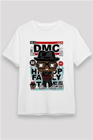 Dj Run - DMC - Baskılı Unisex Beyaz Tişört