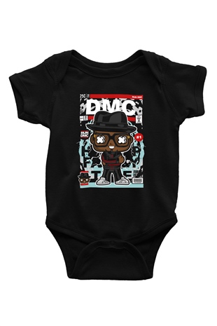 Dj Run DMC Baskılı Unisex Siyah Bebek Body - Zıbın